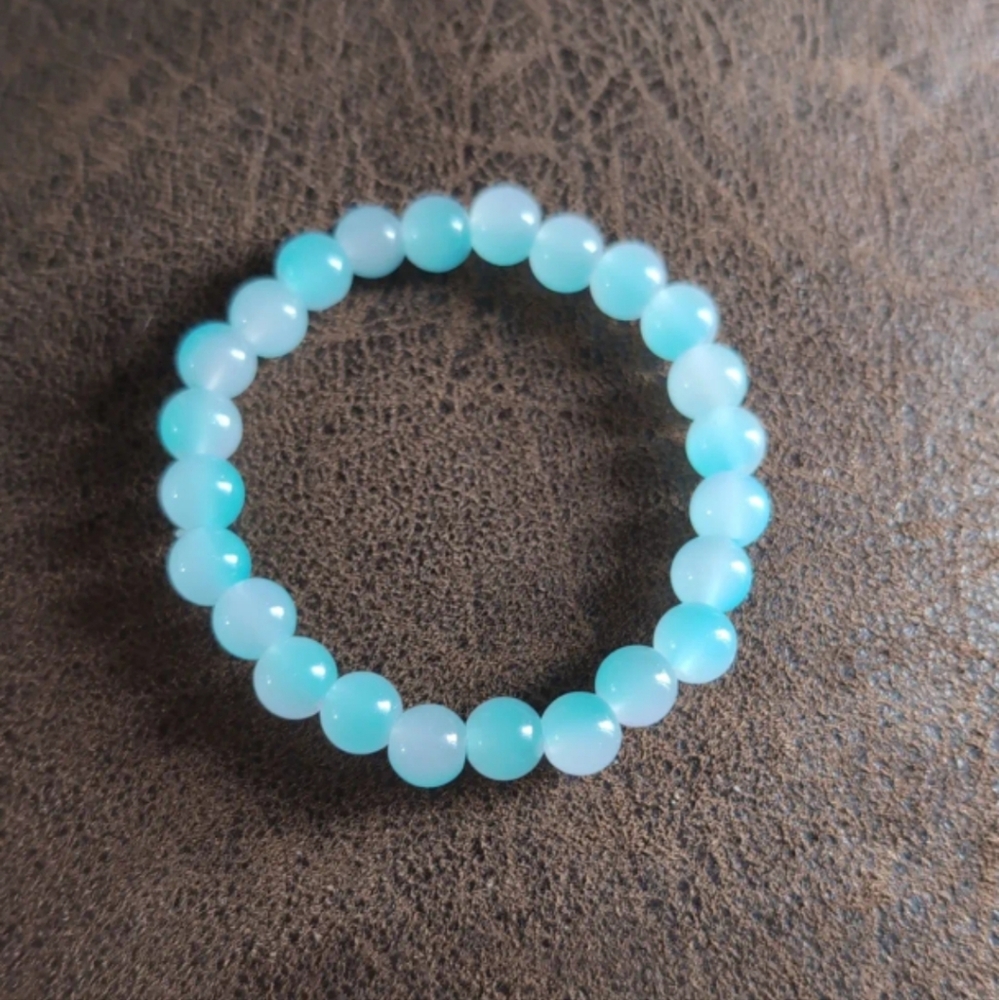 2$ Add On⭐ Baby Blue/White Colorful Natural Stone Bracelet